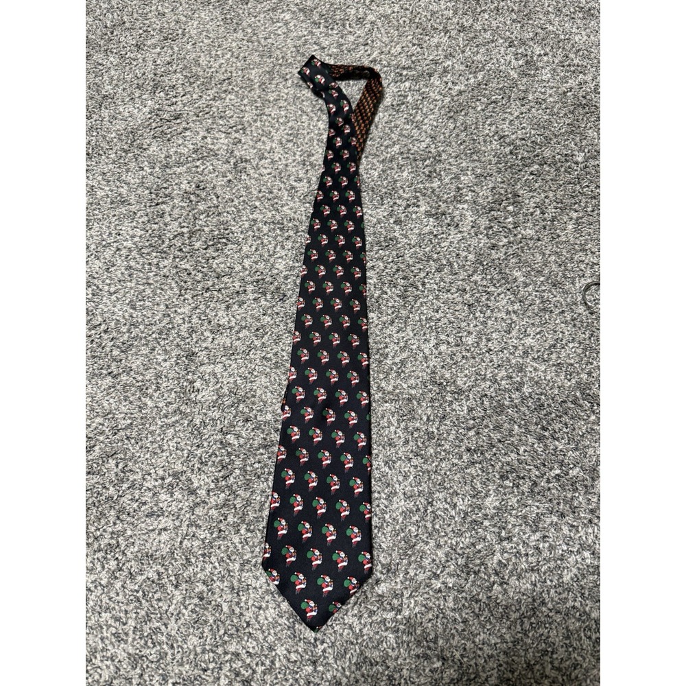 J.Z. Richards Men's Silk Christmas Tie Santa Claus Gifts Black Made in USA
